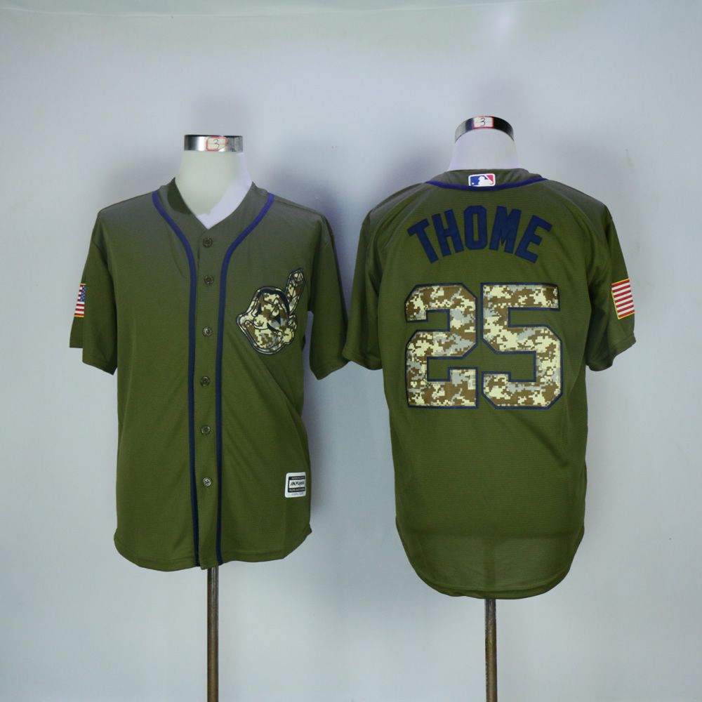Men Cleveland Indians #25 Thome Green MLB Jerseys